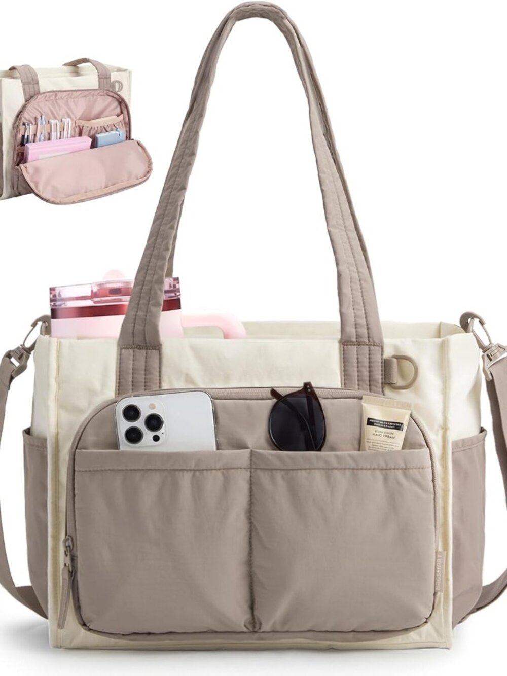 Tote Bag for Women, Work Bag fits 13.3"/15.6" Laptop, Puffy Travel Tote Handbag